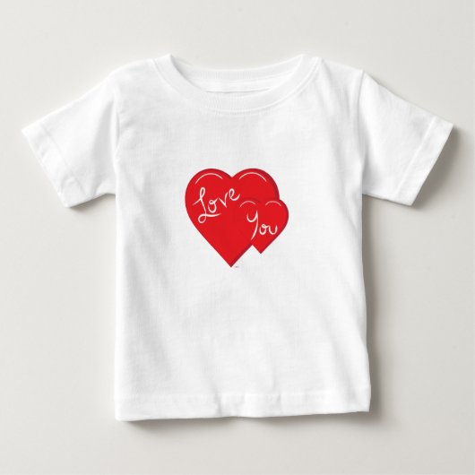 -バレンタイン-LOVE you 2- 赤いハート ベビーTシャツ (正面)