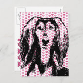 バレンタイン- Salukiのシルエット シーズンポストカード (正面/裏面)