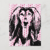 バレンタイン- Salukiのシルエット シーズンポストカード (正面)