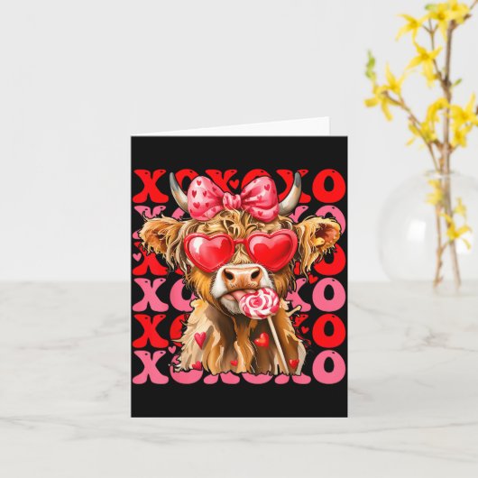 バレンタイン Xoxo ハイランドカウ かわいい コケッティー リボン ウェスト カード (黄色い花)