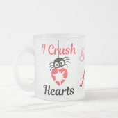 バレンタインIクラッシュハートかわいいクモ | フロストグラスマグカップ (左)