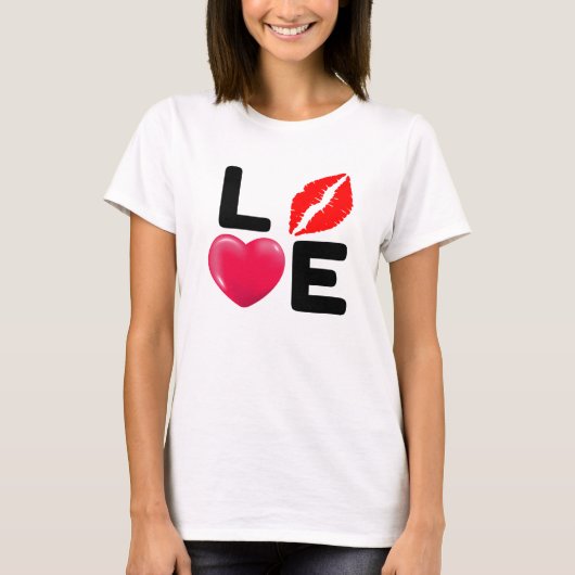 バレンタインLOVEキスとハート Tシャツ (正面)