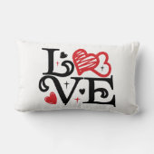 バレンタインLOVE単語ブラックオンホワイト ランバークッション (裏面)