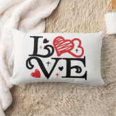 バレンタインLOVE単語ブラックオンホワイト ランバークッション (ブランケット)