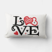 バレンタインLOVE単語ブラックオンホワイト ランバークッション (正面)