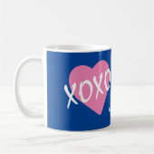 バレンタインXOXOウグズキスピンクハートブルー コーヒーマグカップ (左)