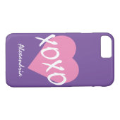 バレンタインXOXOキスハグピンクハート紫 Case-Mate iPhoneケース (裏面(横))