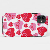 バレンタインXOXOハートピンク赤パタモダンーン白 Case-Mate iPhoneケース (裏面(横))