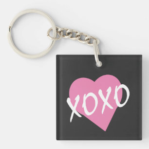 バレンタインXOXOピンクハート キーホルダー