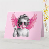 バレンタイ吹ンのバブルキューピッド・バレンタインデー カード (黄色い花)