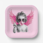 バレンタイ吹ンのバブルキューピッド・バレンタインデー ペーパープレート (正面)