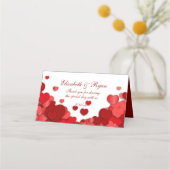 バレンタイ結婚ンの美しい赤いハート プレイスカード (正面)