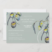 バレンタイ芸術的ンディナーパーティー水彩オリーブ シーズンカード (正面)