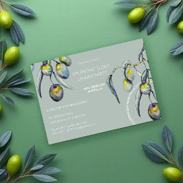 バレンタイ芸術的ンディナーパーティー水彩オリーブ シーズンカード