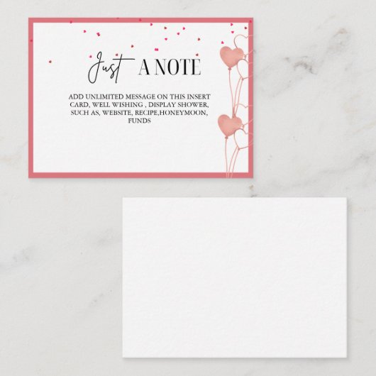 バレンタエレガントンブライダルシャワー表示カード エンクロージャーカード (正面/裏面)