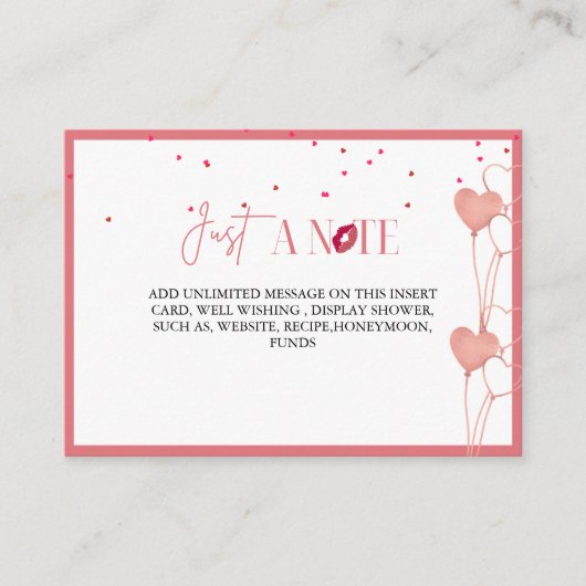 バレンタエレガントンブライダルシャワー表示カード エンクロージャーカード (正面)