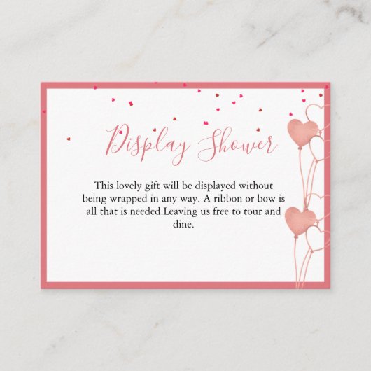 バレンタエレガントンブライダルシャワー表示カード エンクロージャーカード (正面)