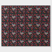 バレンタカスタムイン写真愛ハートxoxo on black ラッピングペーパー (フラット)