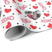 バレンタカスタムイン写真愛ハートxoxo on white ラッピングペーパー (ロールコーナー)