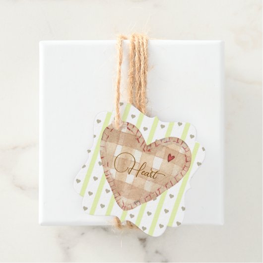 バレンタガーリーンの大きなハート素朴な茶色の緑 フェイバータグ (インサイチュ)