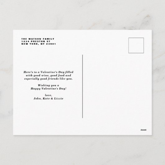 バレンタニおもしろいーの手紙小さな写真 シーズンポストカード (裏面)