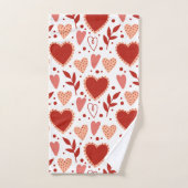 バレンタニお洒落ーハートパターン バスタオルセット (ハンドタオル)