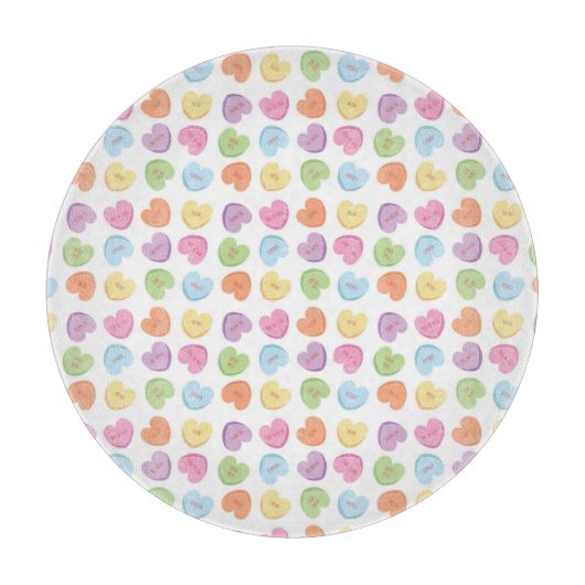 バレンタニカラフルンキャンディハートランチョンマットホリデー カッティングボード (正面)