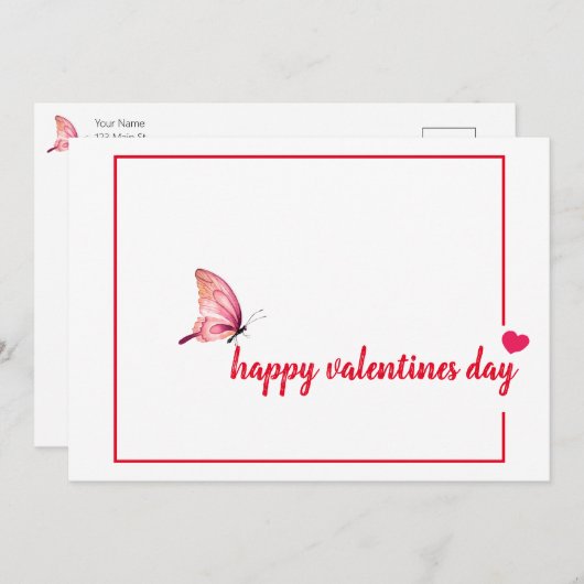 バレンタニシンプルーのメッセージ 案内状 (正面/裏面)