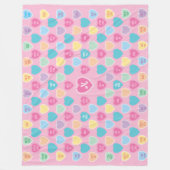 バレンタニパーソナライズされたーキャンディハートピンク フリースブランケット (正面)