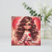 バレンタニファンシーンサッシーの赤いハート愛の女の子 シーズンカード (スタンド正面)