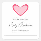 バレンタニファンシーーハート蔵書票 スクエアシール (正面)