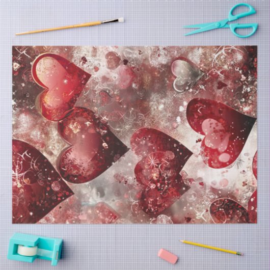 バレンタニ鮮やかーの赤いピンクのハートを切り離す 薄葉紙 (クラフト)