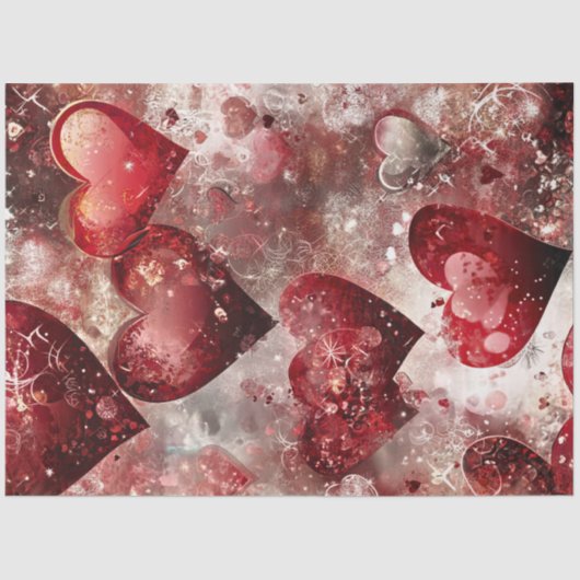 バレンタニ鮮やかーの赤いピンクのハートを切り離す 薄葉紙 (正面)