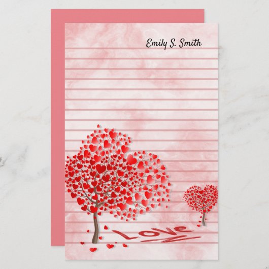 バレンタパーソナライズされたインラブハート文房具 便箋 (正面/裏面)