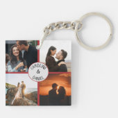 バレンタパーソナライズされたイン写真のコラージュと名前 キーホルダー (裏面)