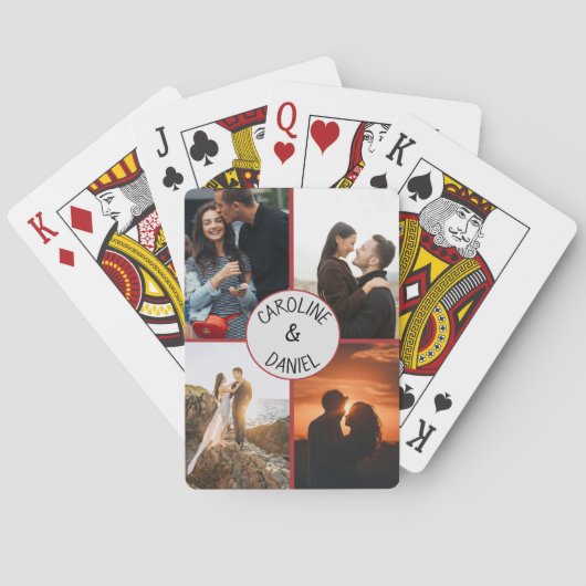 バレンタパーソナライズされたイン写真のコラージュと名前 トランプ (裏面)