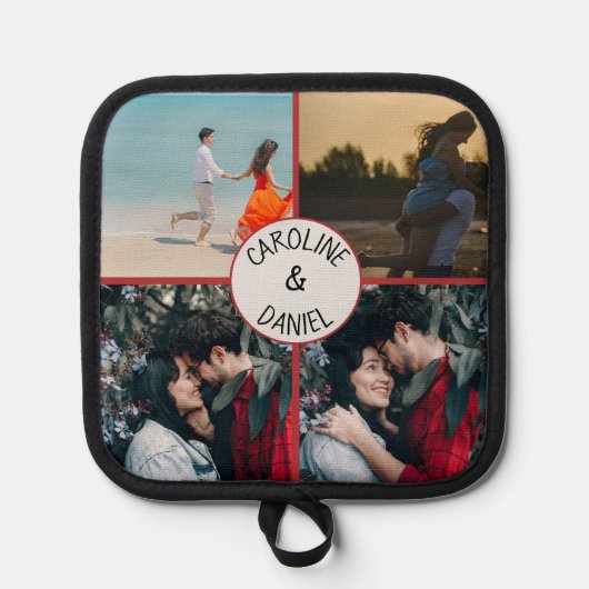 バレンタパーソナライズされたイン写真コラージュ 鍋敷き (正面)