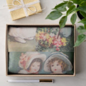 バレンタビクトリアンンと花を持つ子ども 薄葉紙 (ギフト)