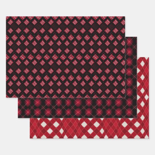 バレンタモダンイアーガイルンパターンセットNo1 ラッピングペーパーシート (セット)