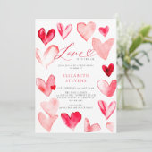 バレンタモダンンお洒落ハートブライダルシャワー 招待状 (スタンド正面)