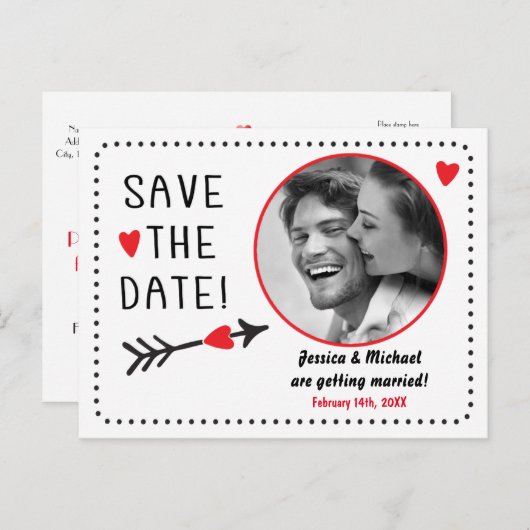 バレンタ結婚イ救の写真の素朴はがき 案内ポストカード (正面/裏面)