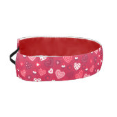 バレンタ赤と白ンのハートパターン アスレチックヘッドバンド (左)