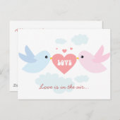 バレンタ飛んでいるーラブバード シーズンポストカード (正面/裏面)