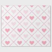 バレンティかわいらしンピンクハートパターン ラッピングペーパー (フラット)