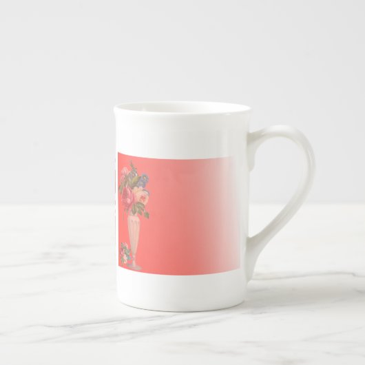 バレンティインズデイスイープハートロマンチックバラ花瓶 ボーンチャイナマグカップ (右)