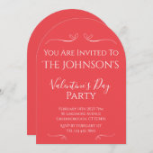 バレンティインズデイモダンピンクレッドパーティの招待状 招待状 (正面/裏面)