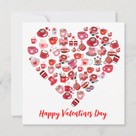 バレンティインズデイラブハートシェイプコーヒーデザイン 招待状