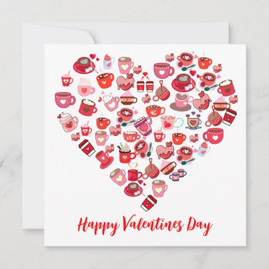 バレンティインズデイラブハートシェイプコーヒーデザイン 招待状 (正面)