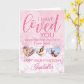 バレンティガーリーンピンクグリッターフォトコラージュ カード (黄色い花)