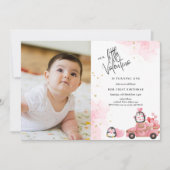 バレンティナの最初の誕生日の写真の招待 招待状 (正面)